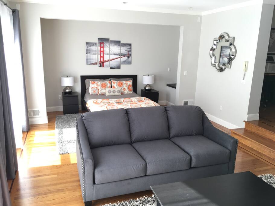 Sofa converts to Queen bed #2 (Queen bed #1 in background)