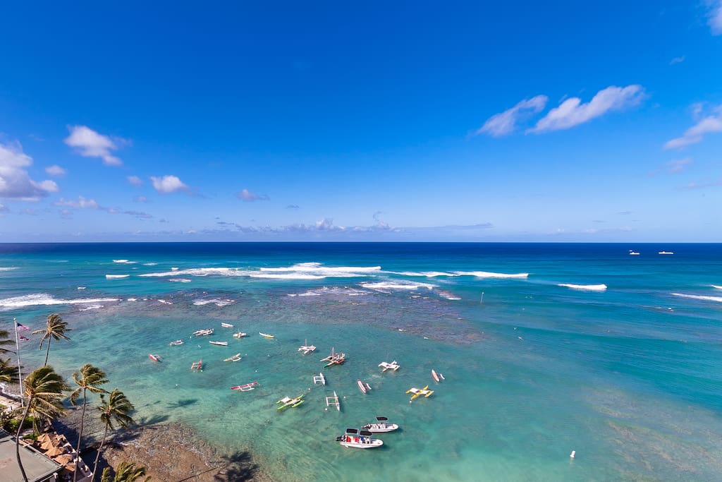 Clear blue waters perfect for swimming or paddle boarding