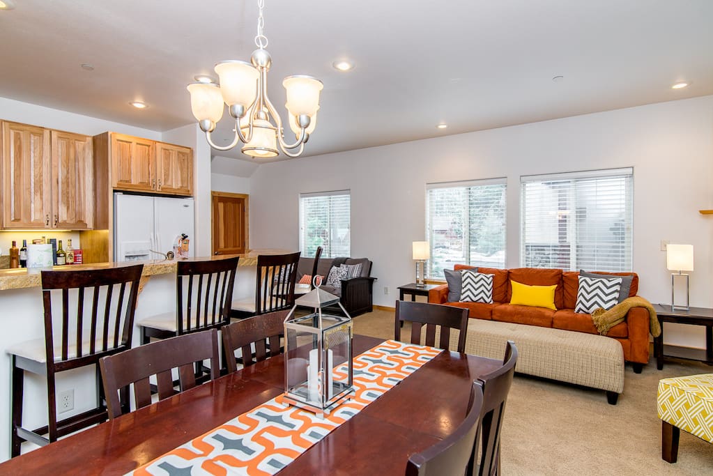 Gather around the dining room table with seating for 6.