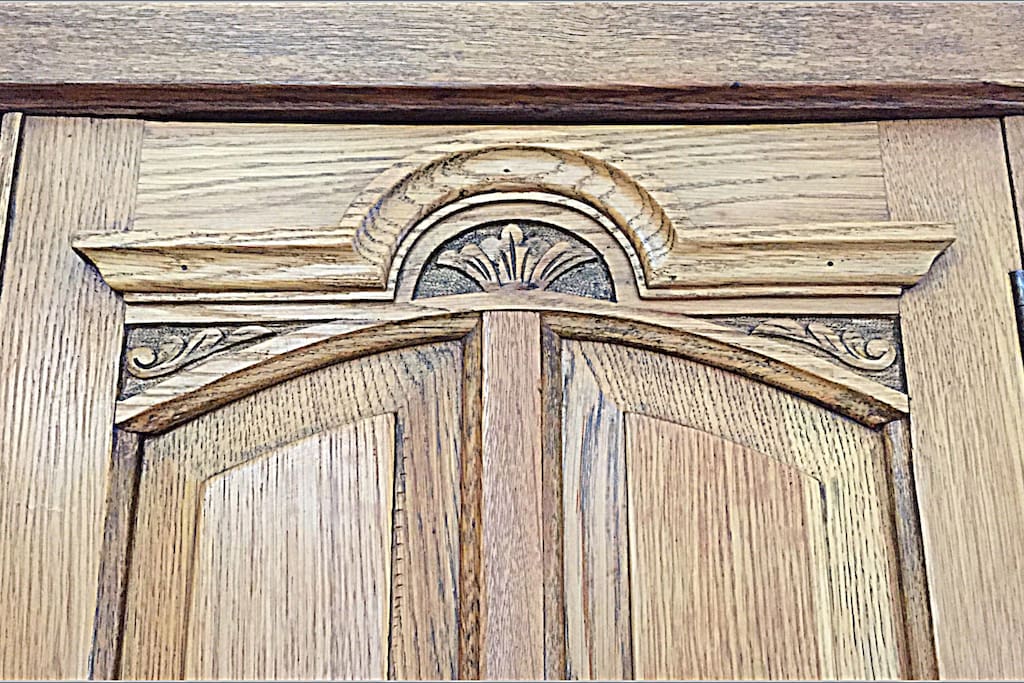 Detail from oak wardrobe
