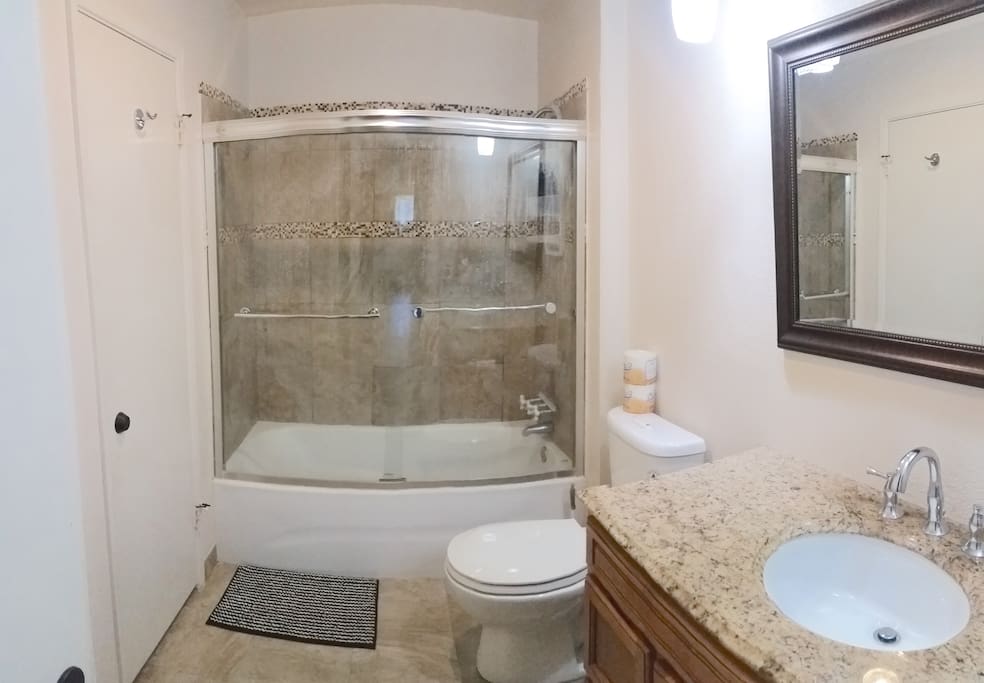 Shared bathroom with one other person.