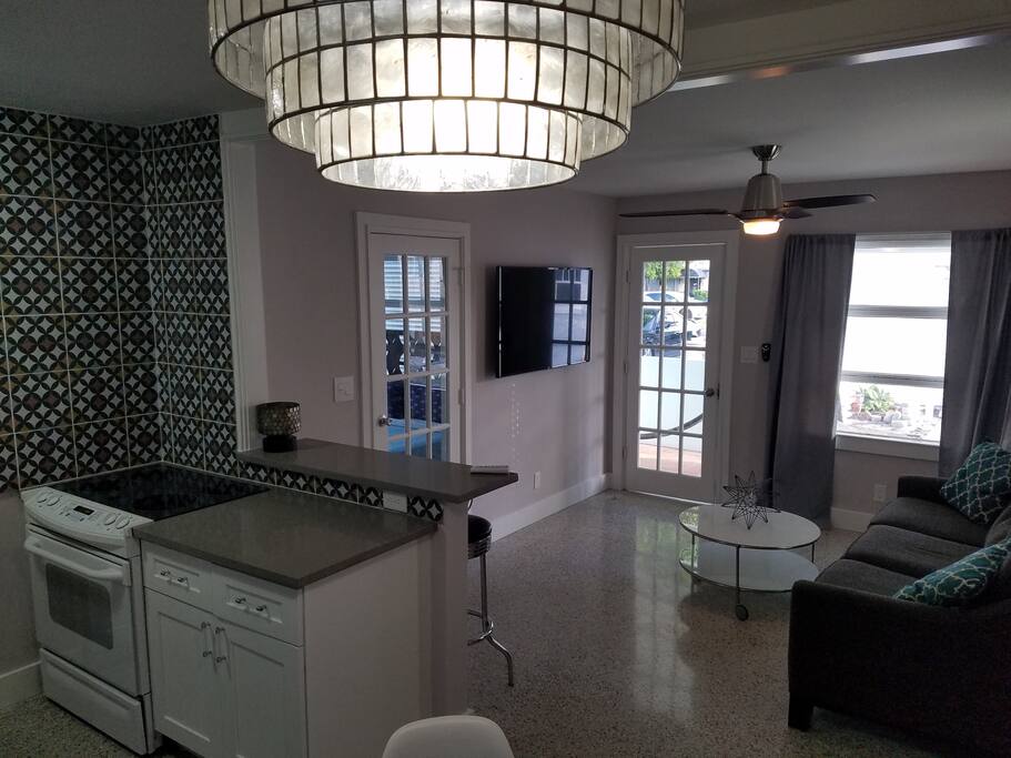 View of Kitchen and Living room from dining area