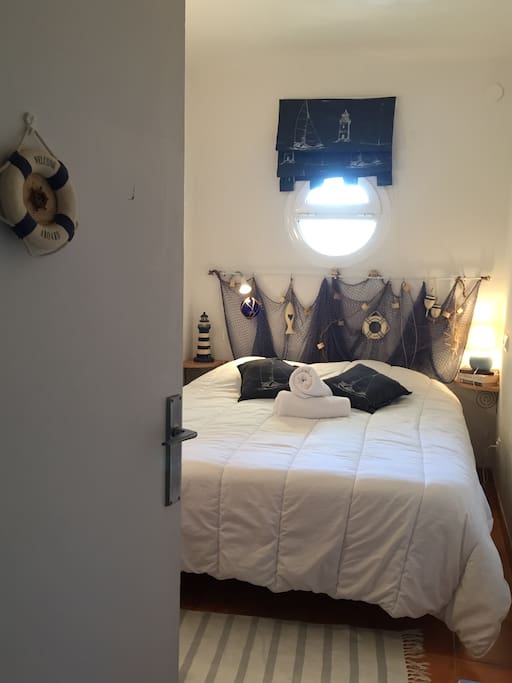 The master bedroom was inspired by a boat cabin.