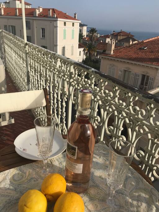 Al Frecso dining and fabulous views over Mediterranean from balcony
