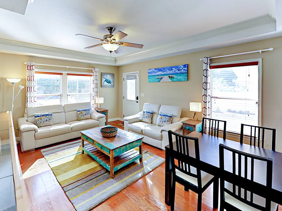 Share meals around the dining table that accommodates 4.