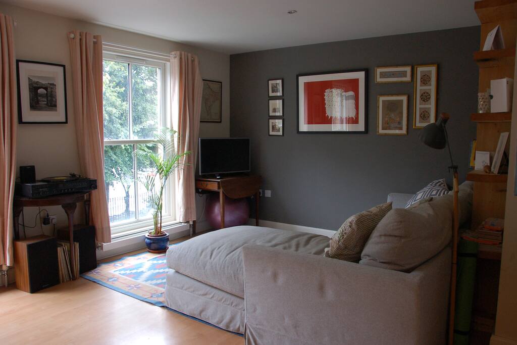 View onto the square from the living room
