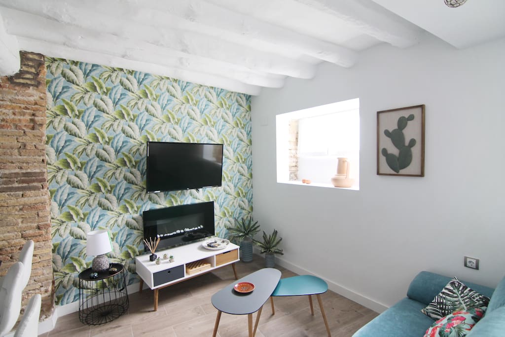 Salón con chimenea