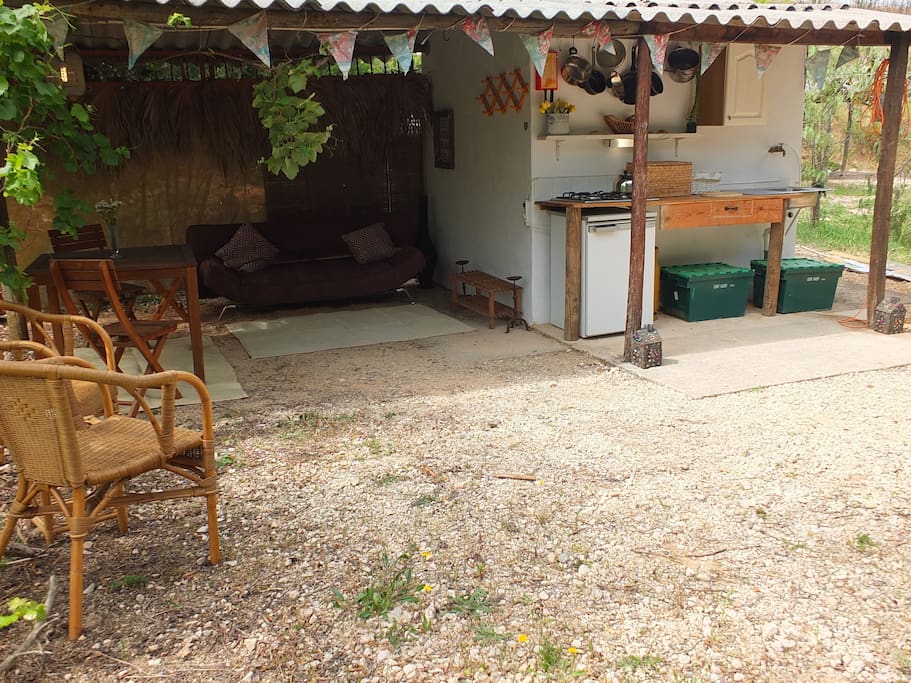Shaded outdoor area of dining/living room and Kitchen