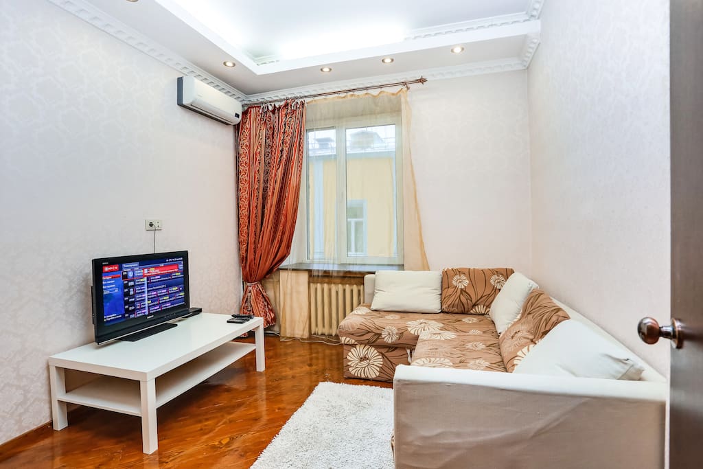 Living room is with a big double sofa-bed. Sleeping place is 160x200