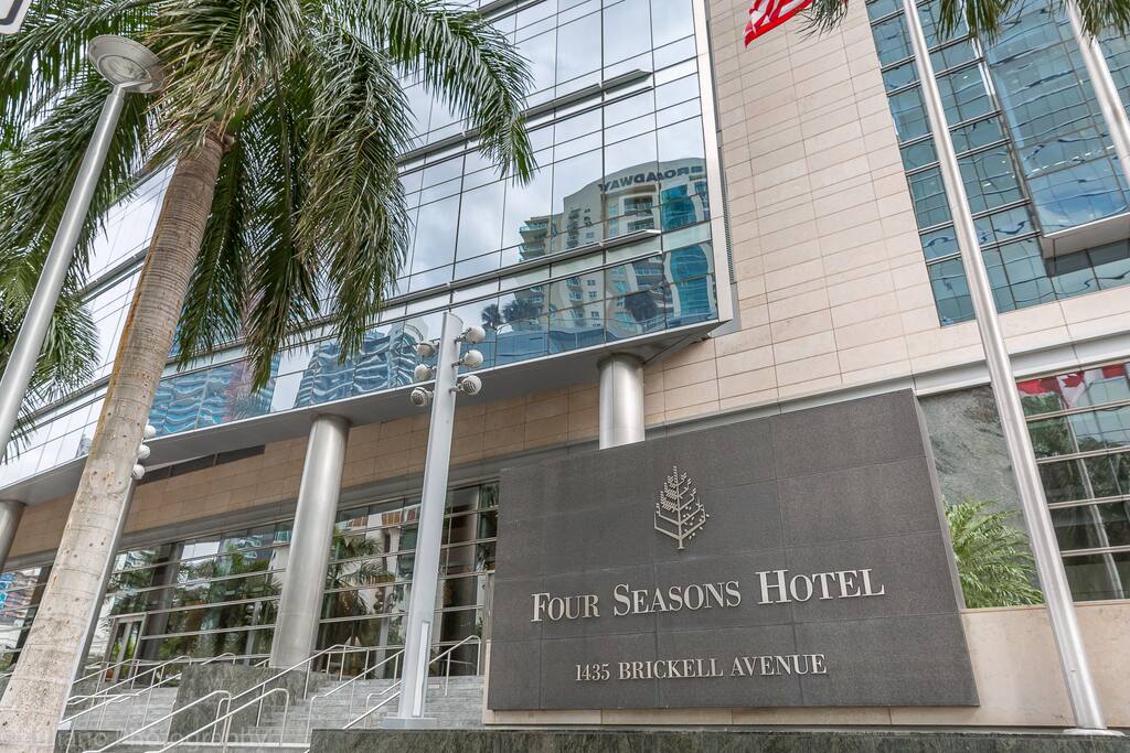 Entrance to the Four Seasons, Miami, where the unit is located.