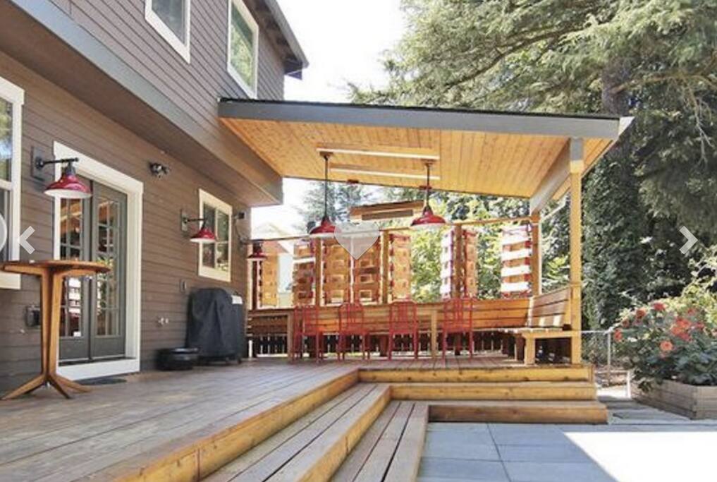 Outdoor dining includes BBQ & overhead heater