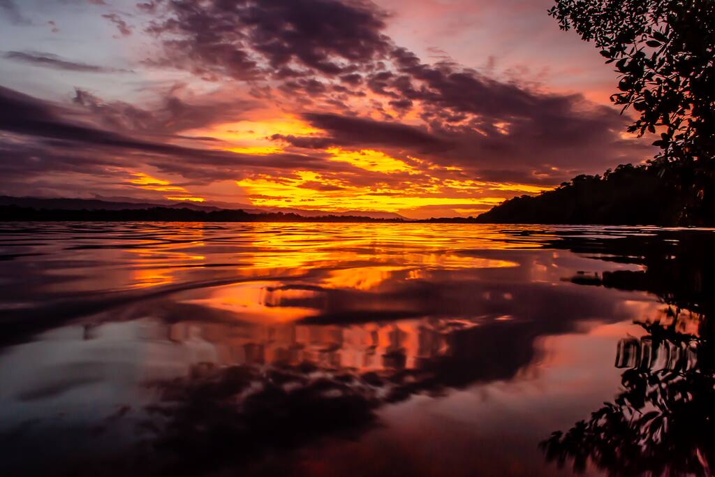 sunset from your waterfront cabin