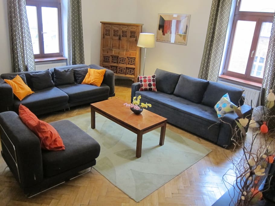 Apartment 1 - living room - a comfortable place to relax. 2 double sofa beds for extra sleeping space