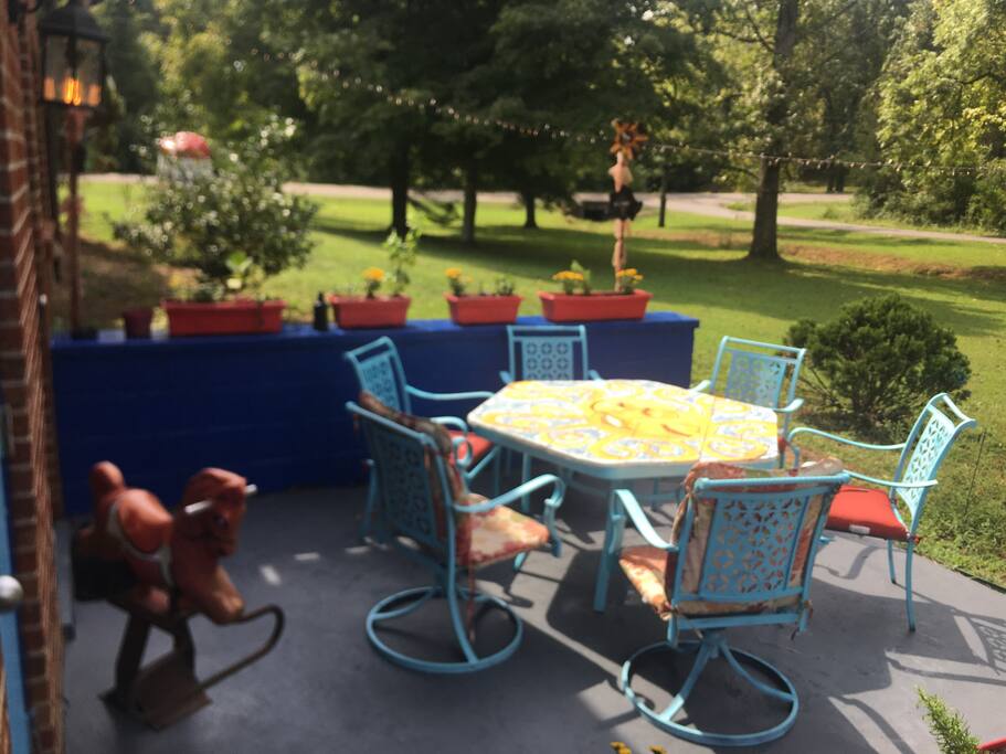 This is the patio you can enjoy right outside of your apartment. It is a one bedroom apartment in a walkout basement.