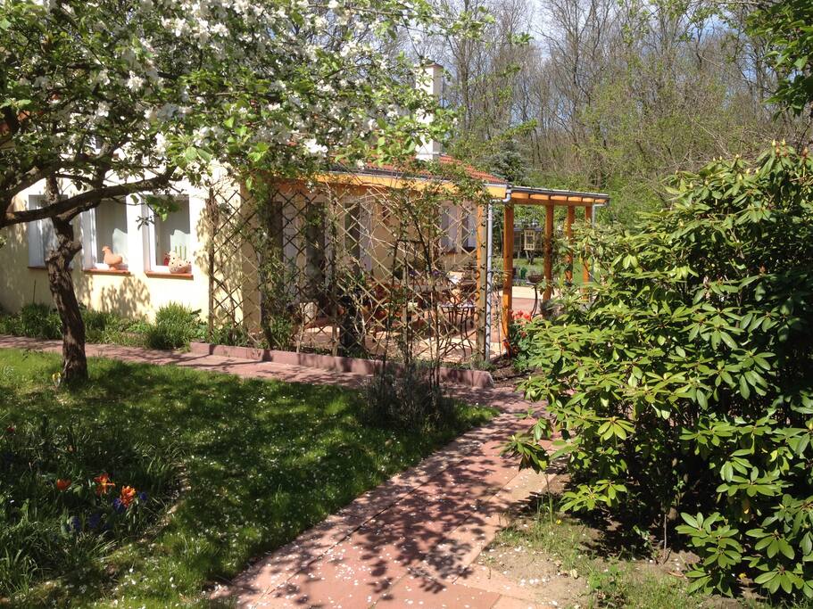 Der Weg zur überdachten Terrasse