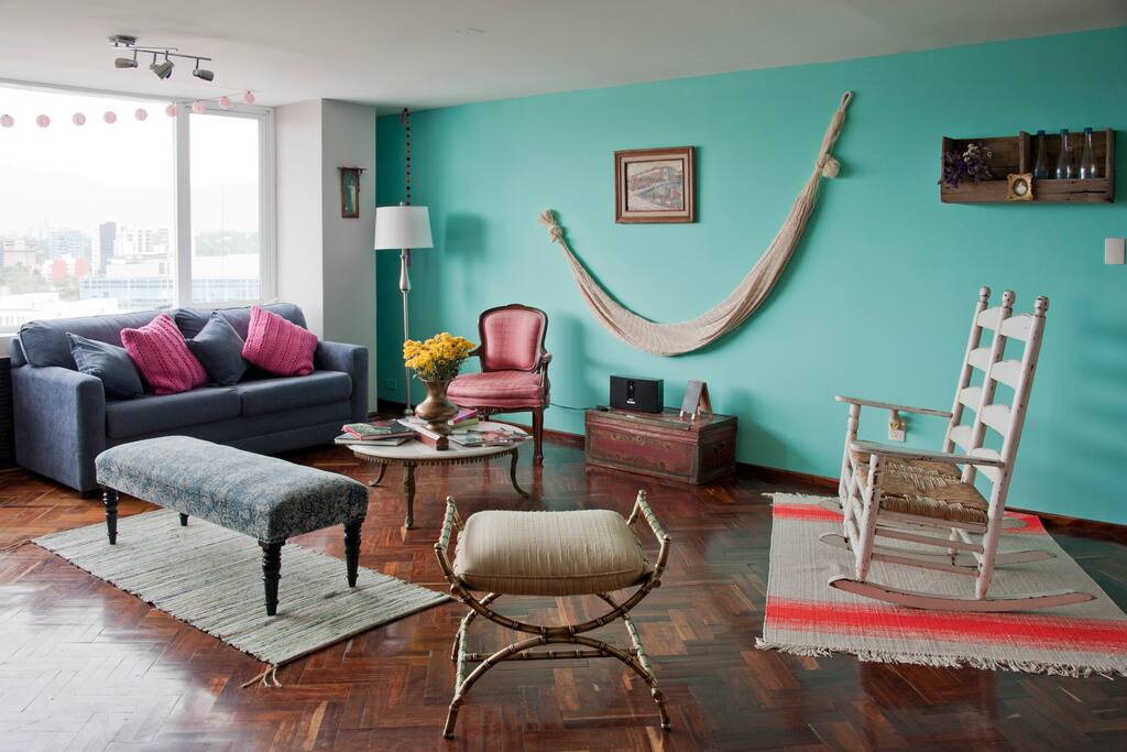 Relaxing living room with sofa bed and speaker to listen your favorite music