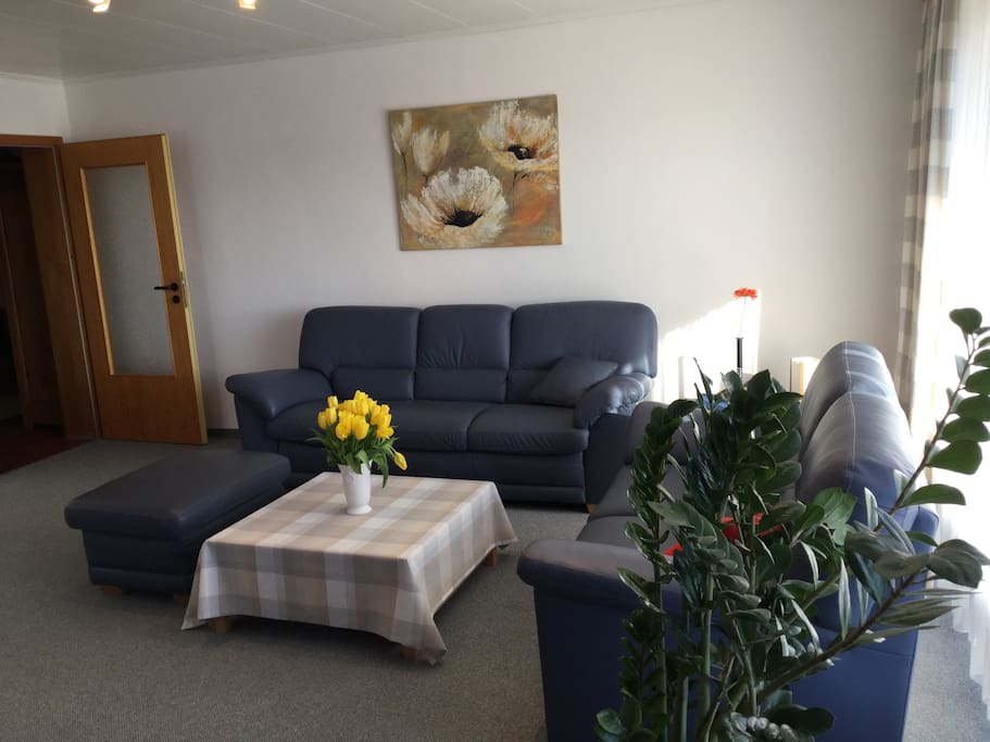 Wohnzimmer mit Ledercouch
