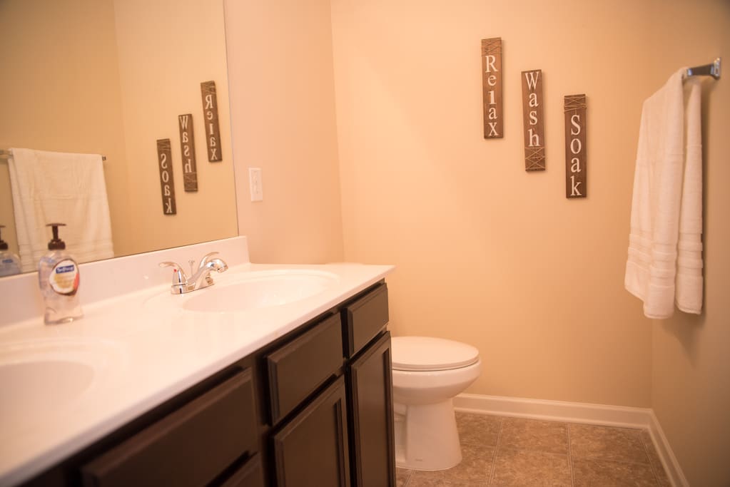 Master bathroom, with a double sink.