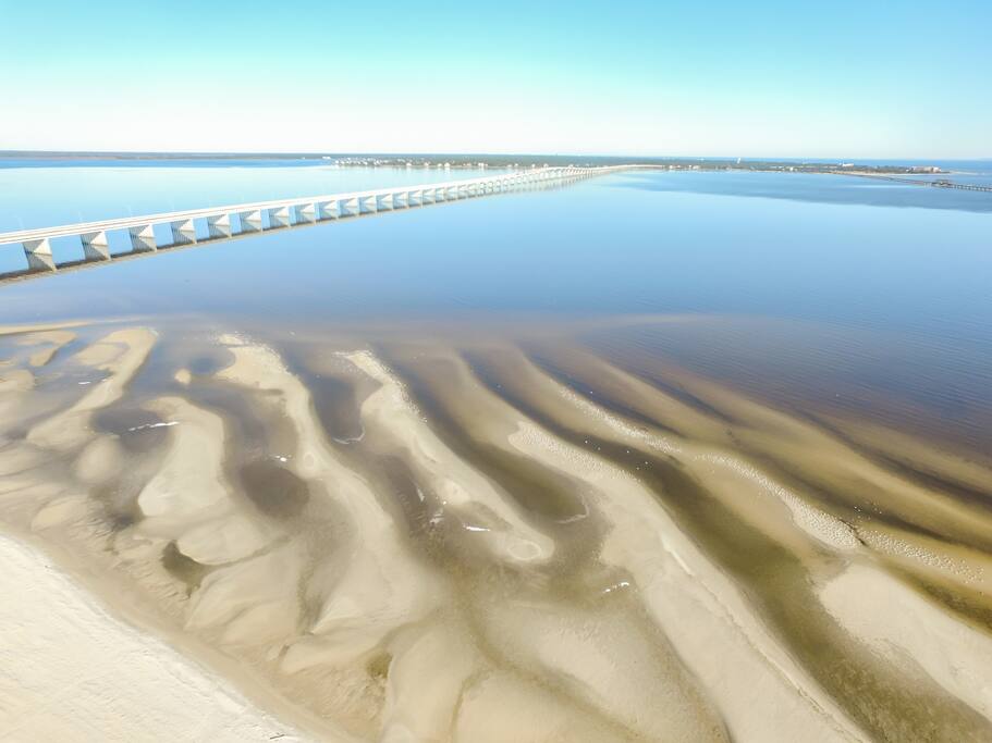 Low tide reveals undulating sandbars