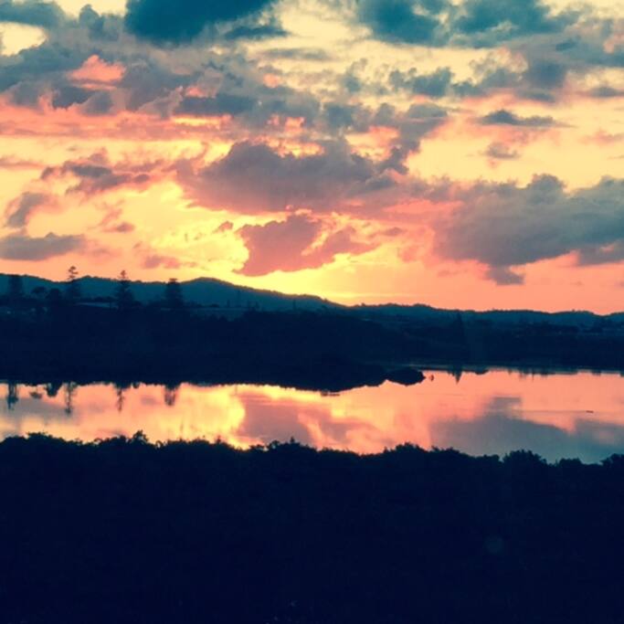 The sunset from the deck.