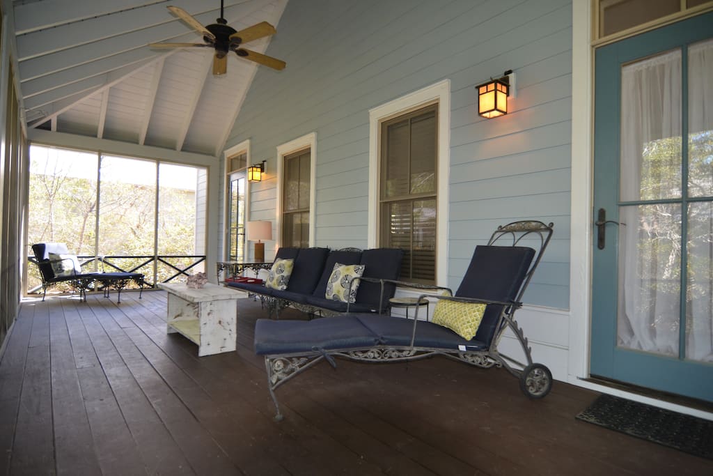 Relax on the screened-in porch