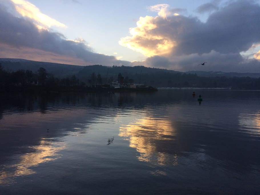 Just a 10 minute walk from the apartment - the mouth of Loch Lomond...