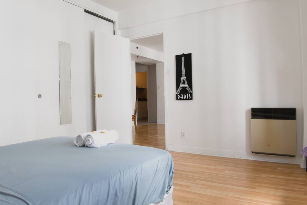 The bedroom door can be closed for privacy