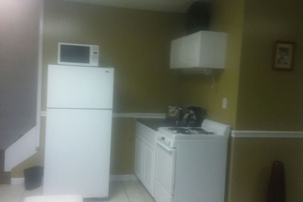 Your own private kitchen that has a stove, refrigerator, microwave, and coffee maker. you may cook a meal or just heat something up quick in the microwave.