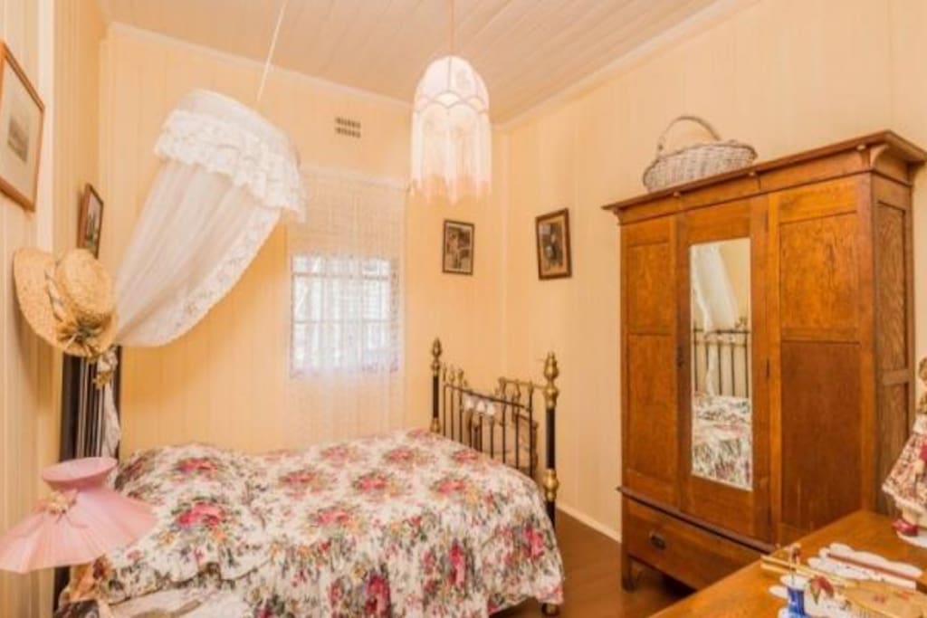 Double Brass bed with electric blanket.