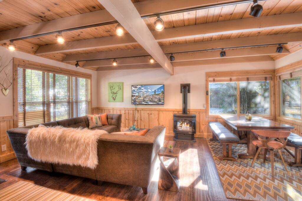 Wood burning stove keeps the home warm and toasty
