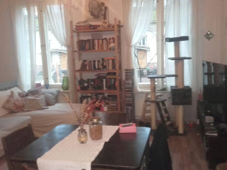 The living room is shared with the family