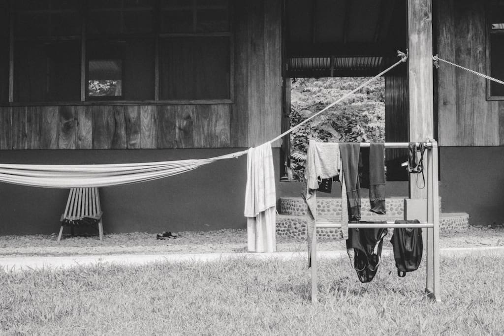 We do offer laundry service on site, however many guests prefer to air-dry their clothes in the sun.