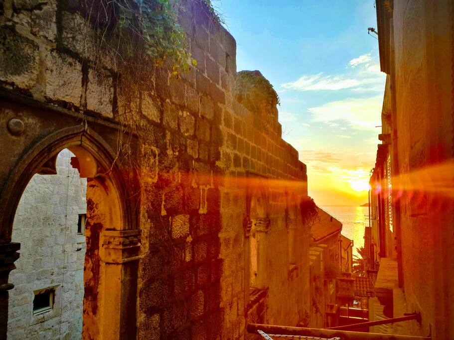 Window view of sunset