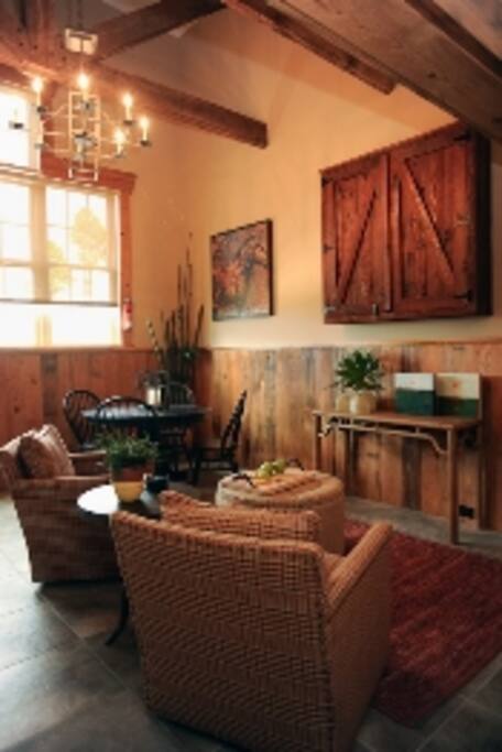 Living Area of apartment (TV enclosed by cabinet)