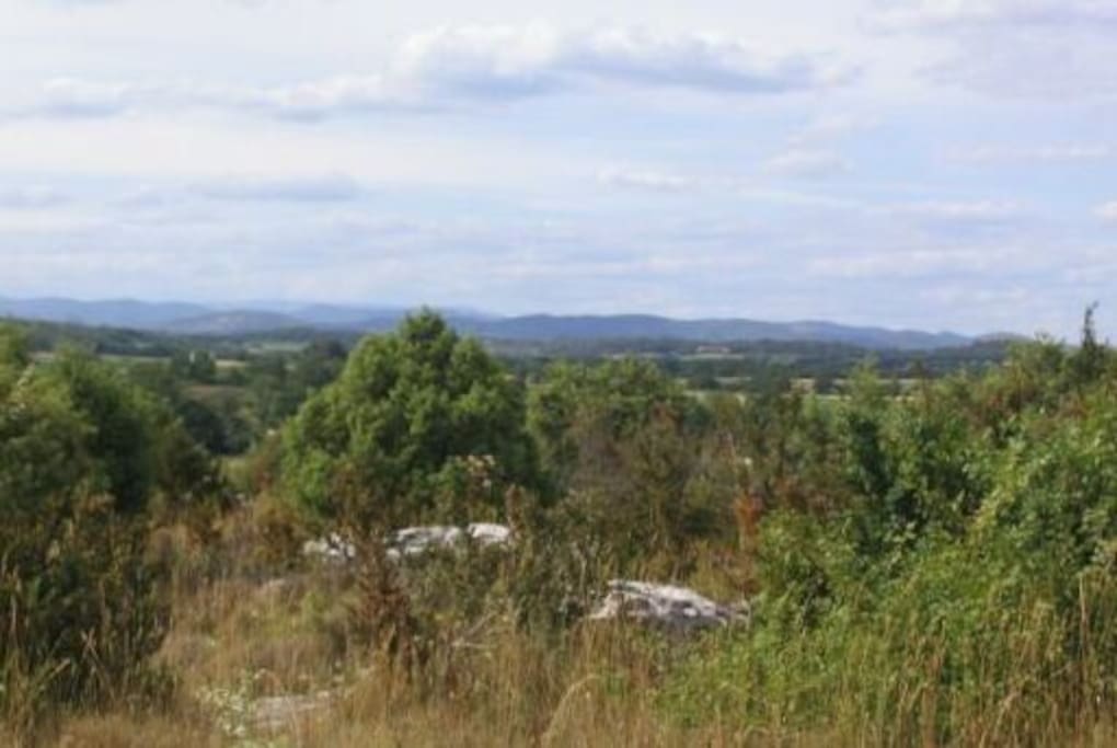 La terrasse offre une vue imprenable sur les Cévennes.