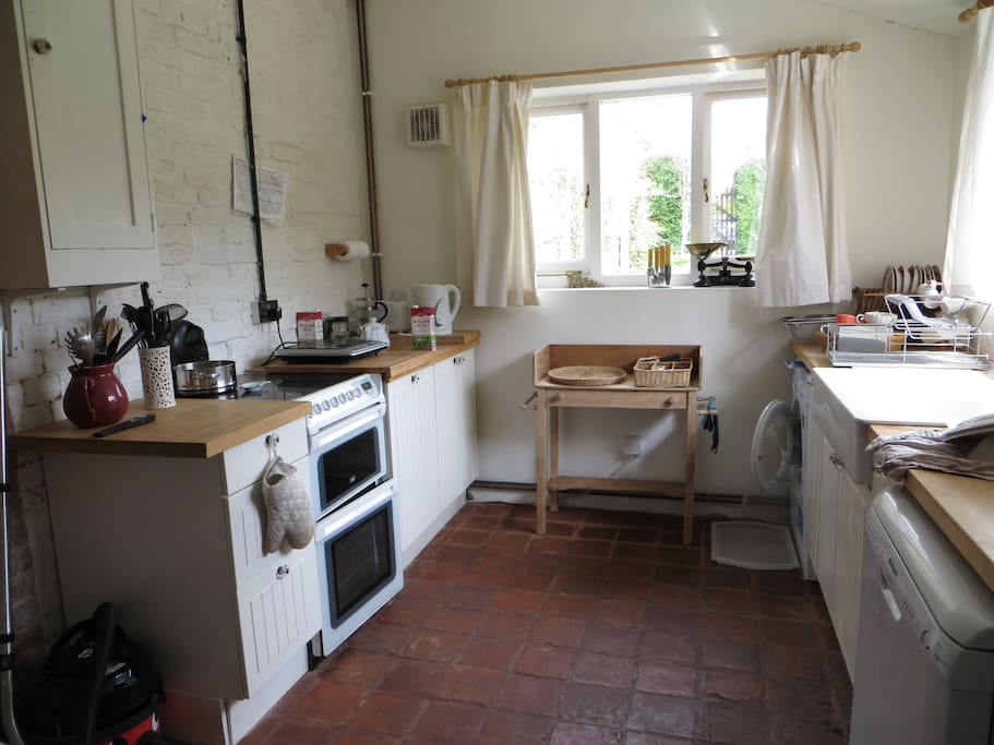 One end of spacious kitchen