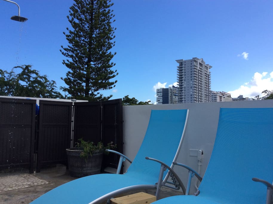 Lounge chairs to relax while bathing