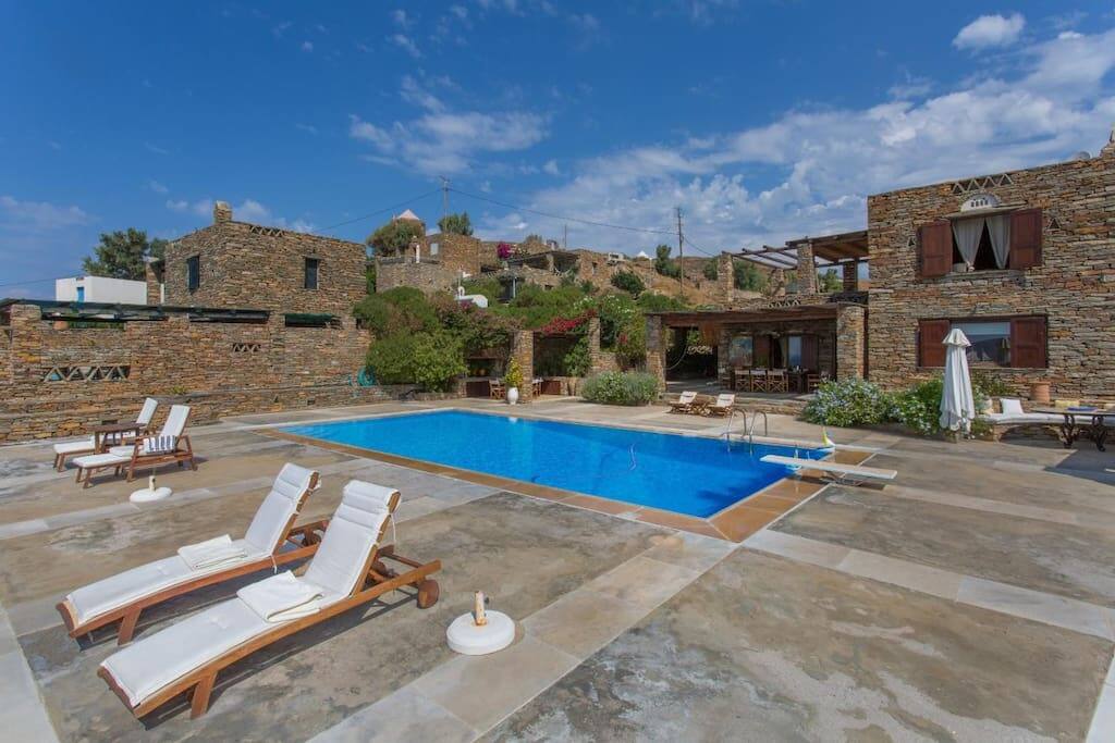 Private swimming pool with sunbeds