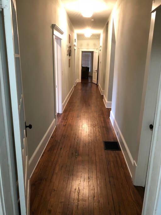 Hallway//From back entrance (leading to Bedroom1, Kitchen, Bathroom, DiningRoom, and LivingRoom)