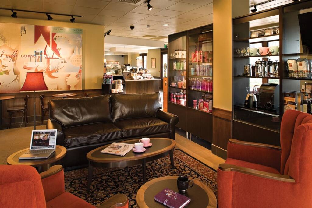 Inside the Starbucks (located in same building as studio)