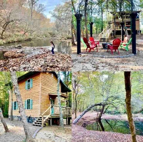 14 acre Creek Side Cabin & close to Lake
