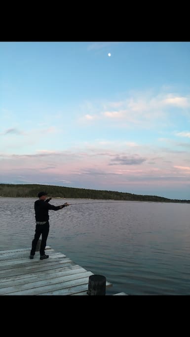 Fishing off the private wharf!