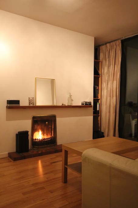 Cosy open fire in the living room