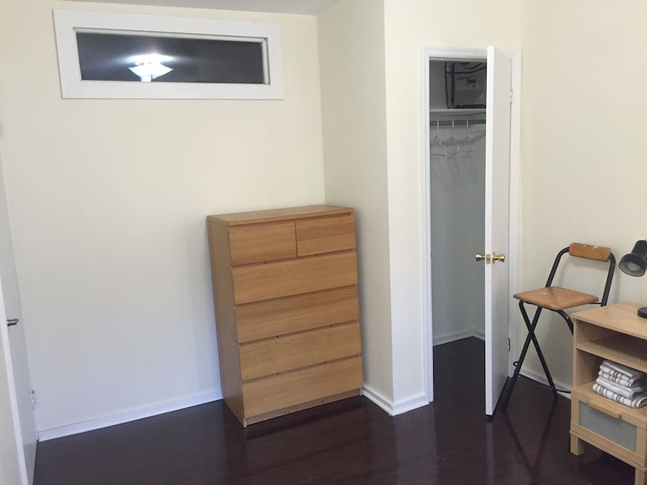 Full-size bed and a real closet. That's unusual in Brooklyn.