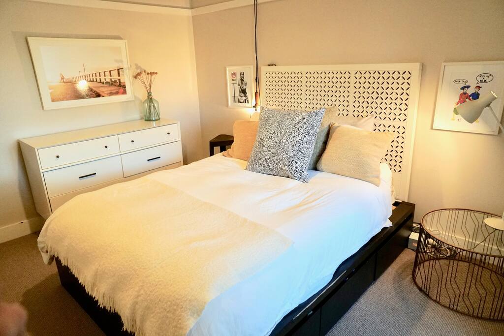 Private bedroom with one ridiculously comfy bed.