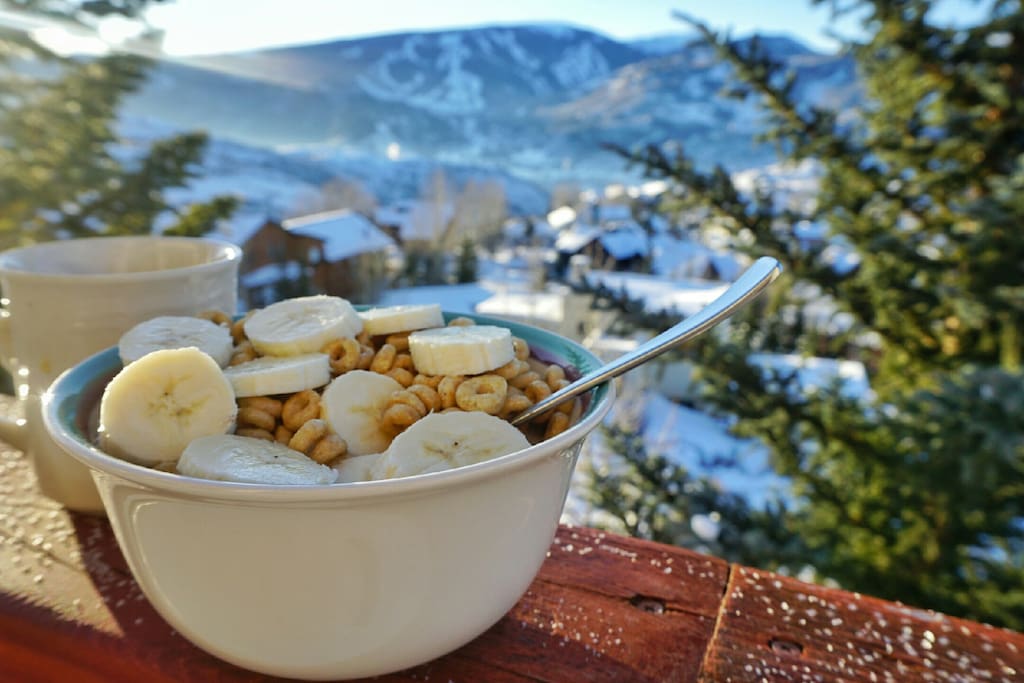 Breakfast on the balcony.