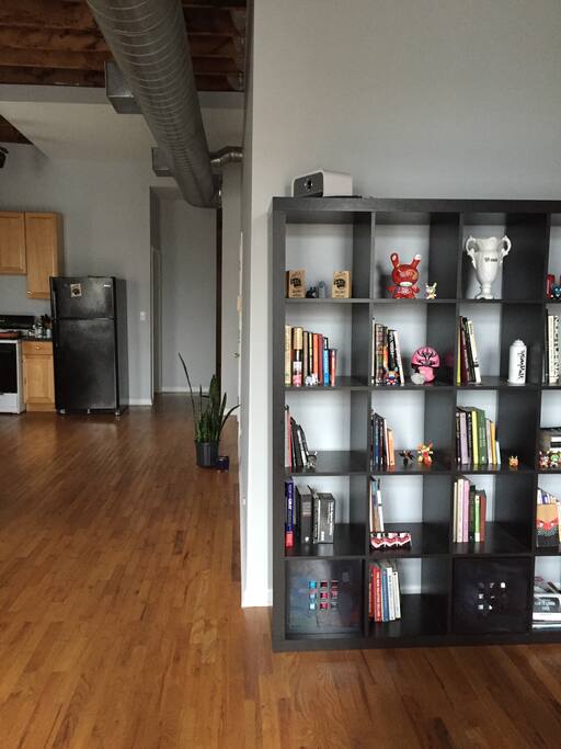 Loft space with high ceilings