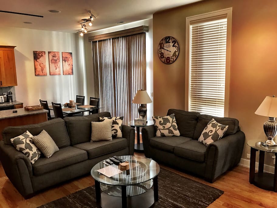 Spacious living room with great entertainment