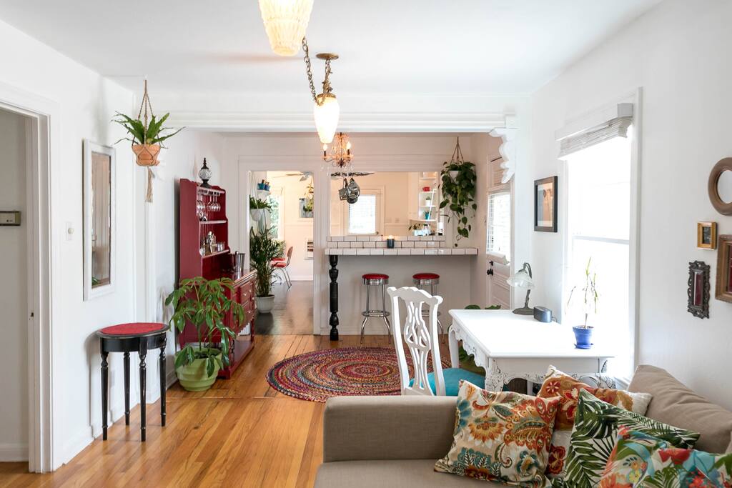Desk / Bar Area from Living Area with Kitchen in Background