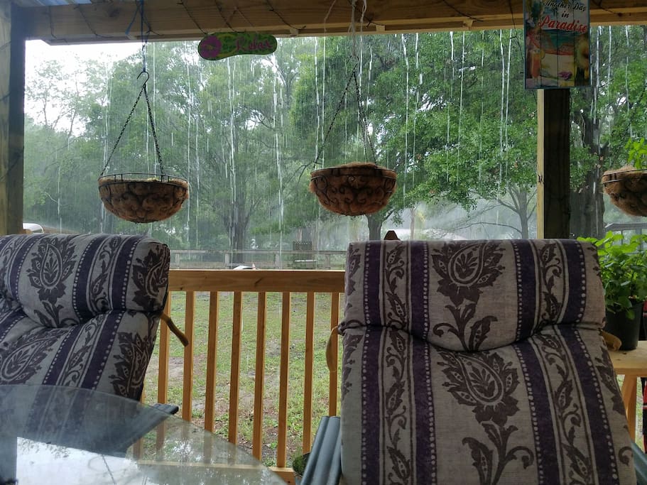 Back porch on a rainy day